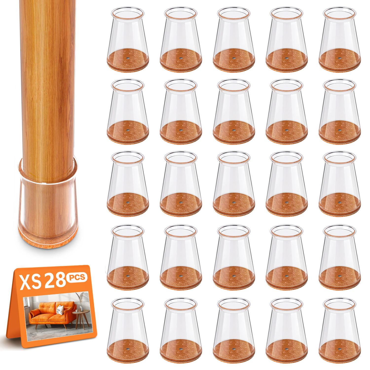 Photo 1 of 28Pcs Chair Leg Floor Protectors for Hardwood Floors Silicone Small Caps Felt Furniture Pads Covers Clear Chair Sliders, Protect The Floor from Scratches(Fit:0.5"-0.89")