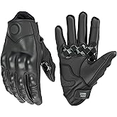 KEMIMOTO Motorcycle Leather Gloves, Sheepskin Protective Gloves for Men and Women, Touchscreen Compatible, Hard Knuckle, Gear for Motorcross Racing Cycling