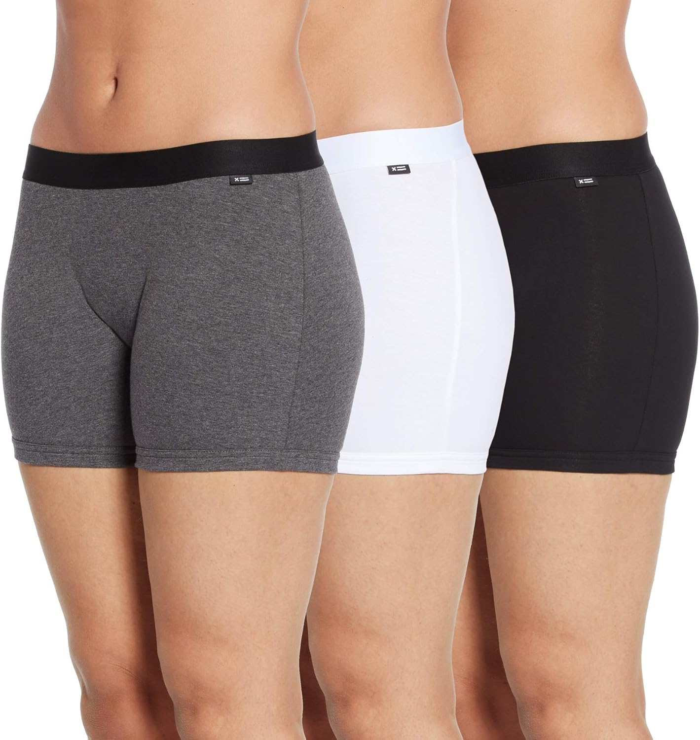 TomboyX 4.5" Boy Shorts, 3 Pack Cotton FormFitting Boxer