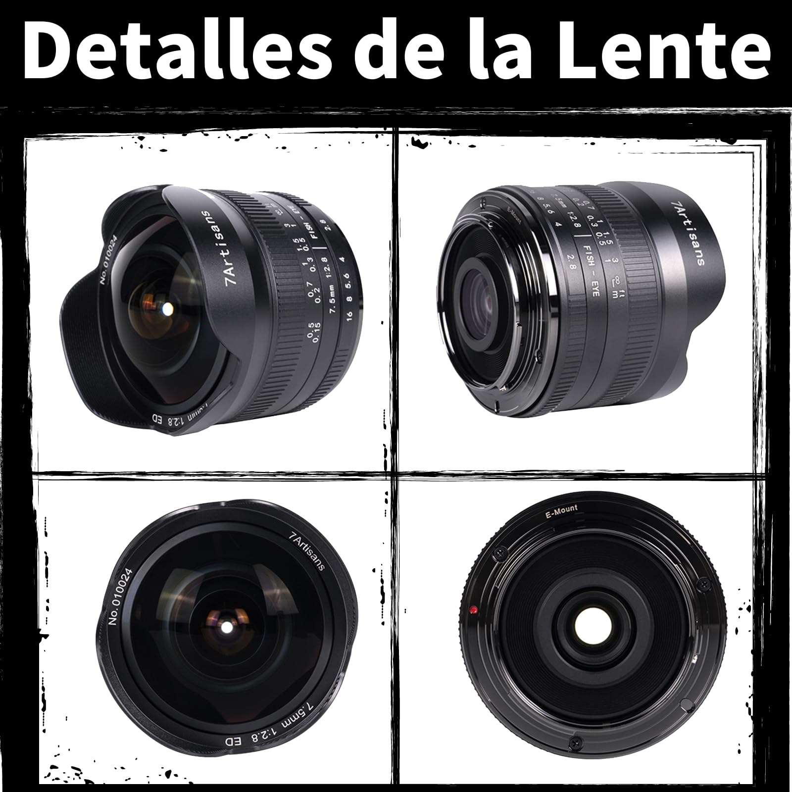 7Artisans 7,5 mm F2,8 II Sony E Mount APS-C Fisheye Prime Objektiv,Manuelles 190° Ultra Weitwinkel Festbrennweiten Objektiv für Sony A5000 A5100 A6000 A6300 A6400 A6500 NEX-5T A7III A7R III 2