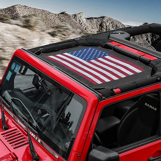 RTTCZ Sunshade Mesh Shade Top Cover US Flag Polyester