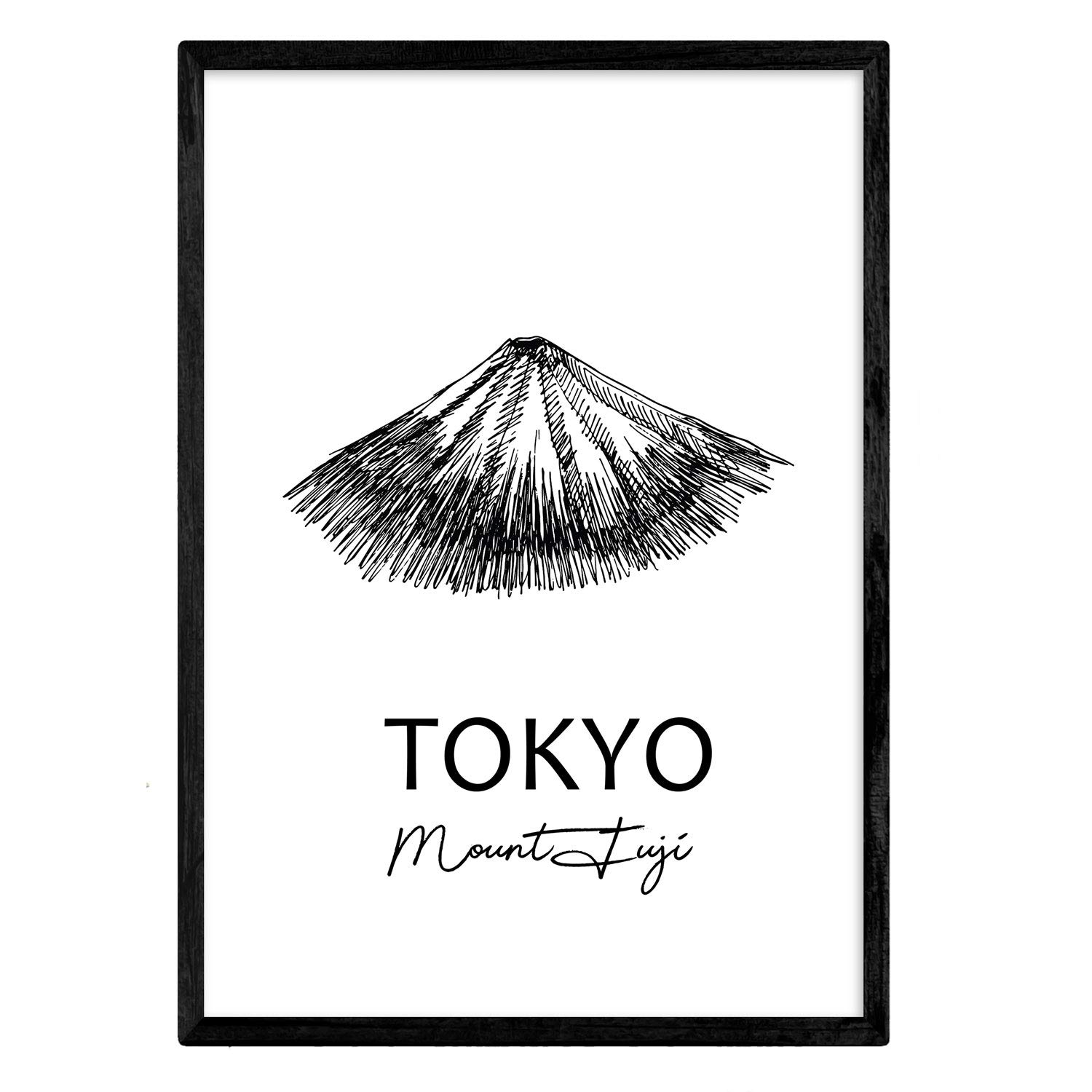 Nacnic Poster of Tokyo - Mount Fuji. Sheets with monuments of cities. A3 size — image 1