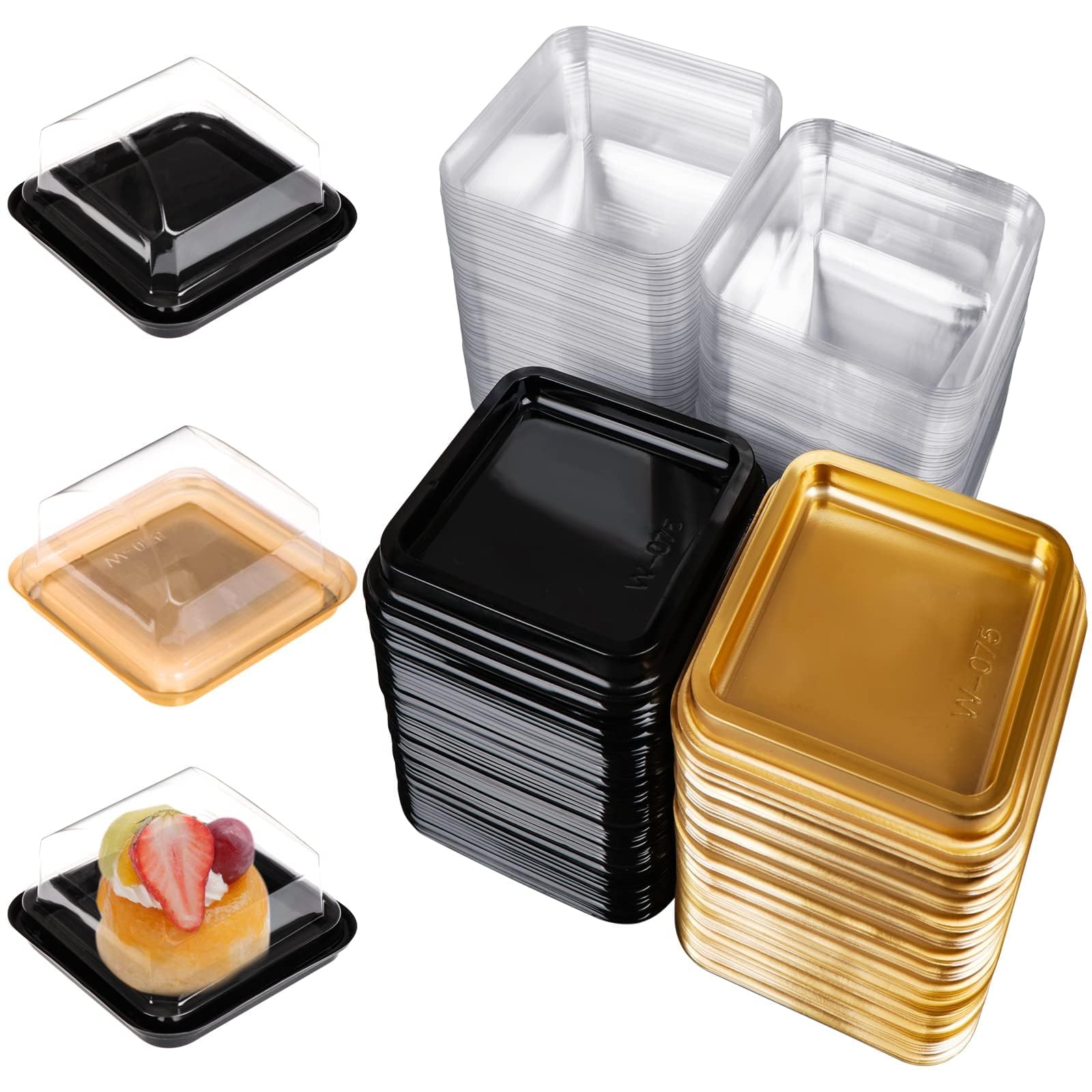 Photo 1 of 150 PCS Clear Plastic Mini Cake Boxes 3.5Inch Muffin Boxes Biscuit Boxes Cheese Pastry Moon-Cake Dessert Box Packaging Containers for Party,Requires A Sticker To Secure The Lid, Sticker Not Included