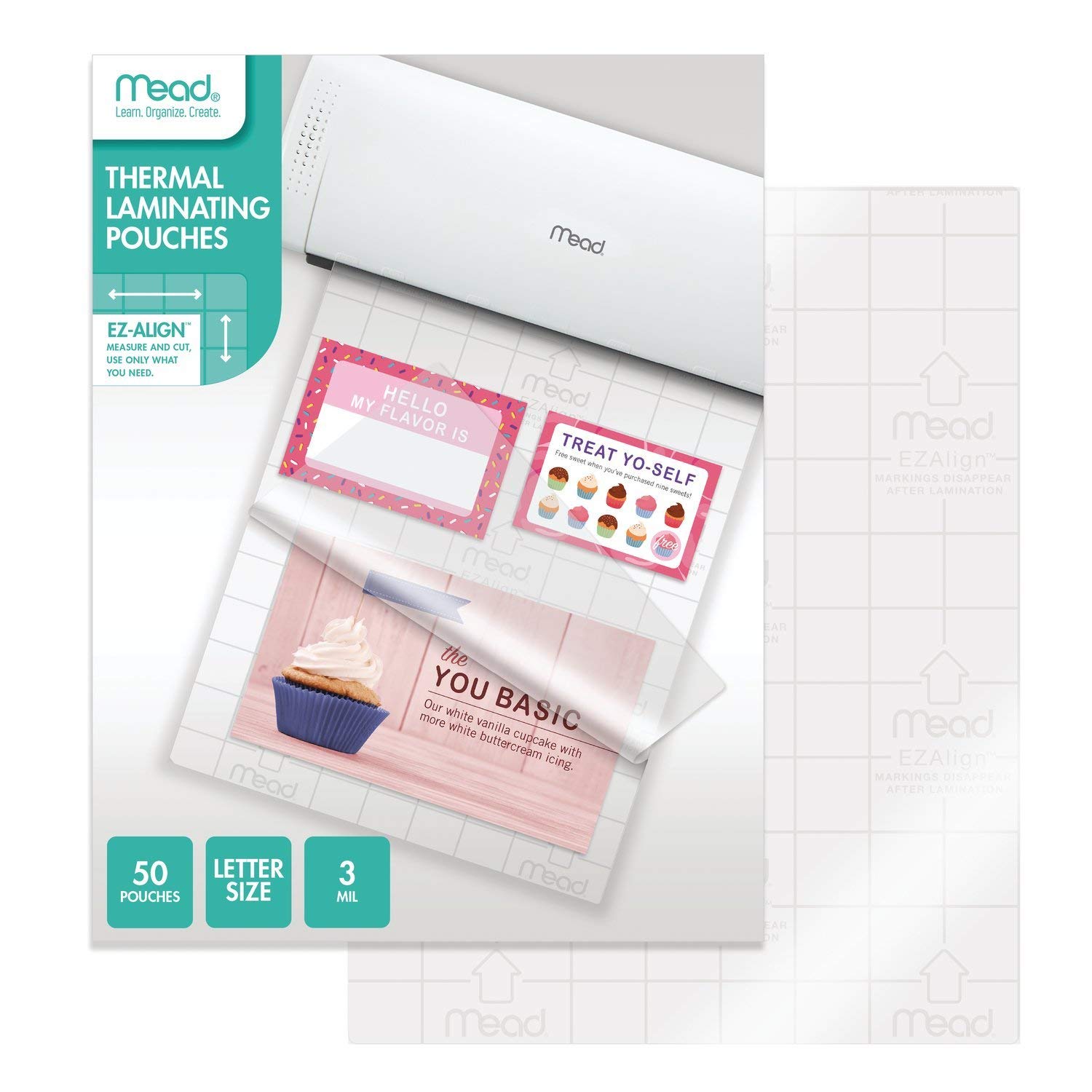 Mead Thermal Laminating Sheets/Pouches, Letter Size Pouch, Standard Thickness, EZAlign, 50 Pack (39028)