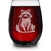 Raccoon Vintage Engraved Stemless Wine Glass - Wildlife Themed Gift - Unique Birthday Gifts For Friends And Family - Raccoon Lovers Gift - Vintage Animal Wine Glass