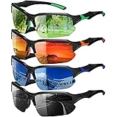 GGSTDDUP 4 Pack Polarized Sports Sunglasses for Men & Women | UV Protection Lightweight Wraparound Sunglasses for Outdoor