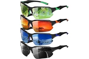 GGSTDDUP 4 Pack Polarized Sports Sunglasses for Men & Women | UV Protection Lightweight Wraparound Sunglasses for Outdoor