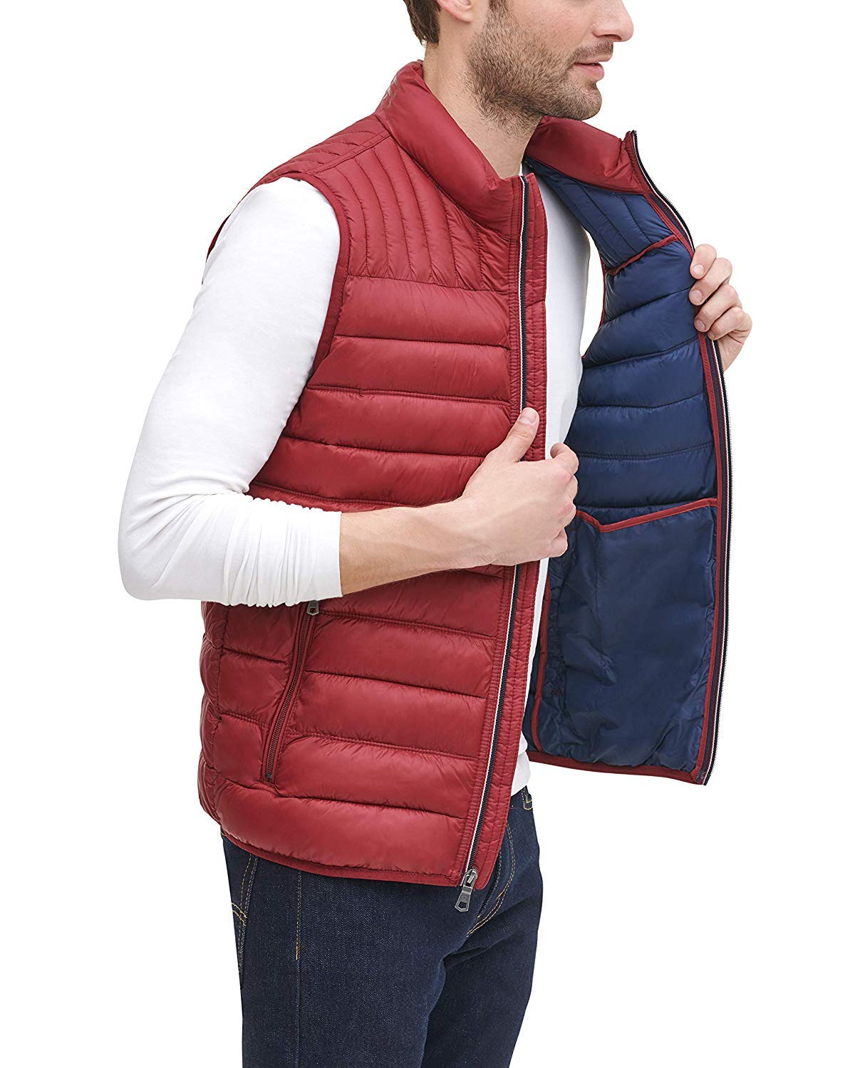 Tommy Hilfiger Men's Ultra Loft Quilted Puffer Vest, red, Large Image
