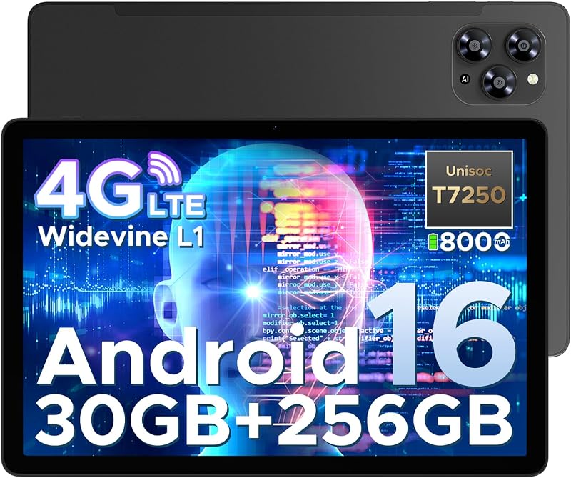 Tab G6 Android 16 Tablet 11 Pulgadas, 30GB+256GB/2TB, 4G LTE Dual, Octa-Core Batería 8000mAh Tablet Android, Pantalla HD+ 90Hz Tablet con Sim, Cámara 13MP, Gemini AI/Face ID/5G WiFi/GPS/3.5mm Audio