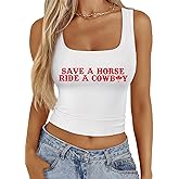 Women Cowboy Crop Tank Top: Cowgirl Tank Country Concert Tops Rodeo Country Music Shirts Vintage Western Crop Top
