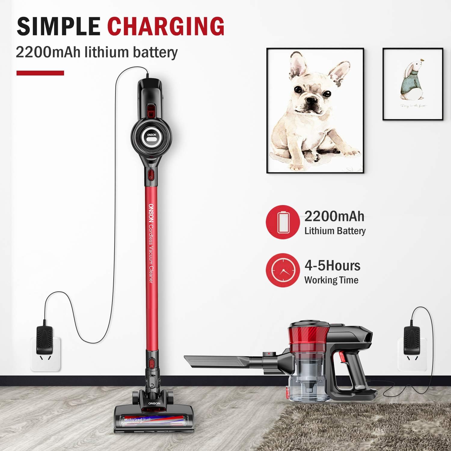 ONSON Cordless Vacuum Cleaner Handheld Stick Vacuum