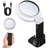JARLINK Magnifying Glass with Light and Stand, 3 Modes Foldable Magnifier | 3-Mode Illuminated Handheld or Foldable Stand Magnifier. Ideal for Seniors Reading, Close Work, Jewelry, and Coins