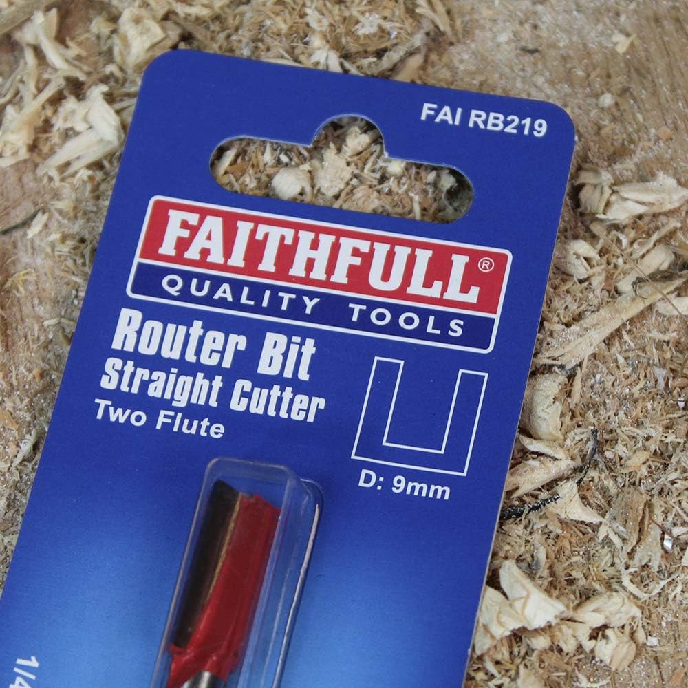 Faithfull FAIRB219 Router Bit TC Two Flute 1/4in 9mm, Red/Silver, 1 - Pack - Image 4