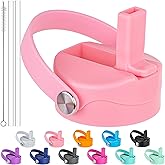 Diumepo Straw Lid for Hydro Flask 12 16 18 20 32 40 oz Wide Mouth Water Bottle, Replacement Straw Top Cap with Straws and Brush, BPA Free