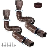 plusgutter 2 Pack Rain Gutter Downspout Extensions, Extendable 58"+68" Downspout Extender Combine to 10ft with Connector for Rain Water Drainage(Brown)