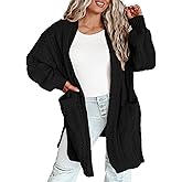 Eytino Plus Size Cardigans for Women Open Front Long Sleeves Lightweight Fall Sweaters with Pockets(1X-5X)