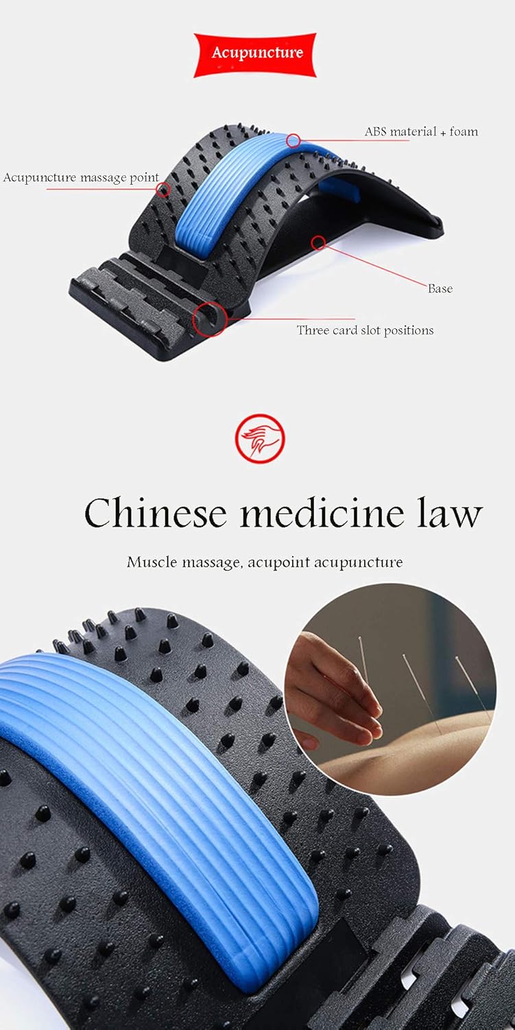 Back Stretching Device,Back Massager for Bed & Chair & Car,Multi-Level Lumbar Support Stretcher Spinal, Lower and Upper Muscle Pain Relief(Black/Blue): Health & Personal Care