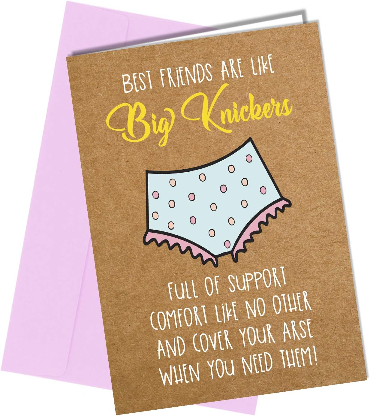 RUDE FUNNY Best Friend BIRTHDAY CARD Big Knickers Friend cheeky humour Greeting Card #1452, purple|black|oak|gold, 210 x 290 mm