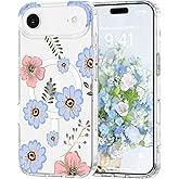 Pepmune Magnetic for iPhone Air Case Floral, Cute Luxury Clear Flower Cover for Women Girls Elegant Aesthetic Soft [Compatible with Magsafe] Protective Phone Case for iPhone Air, Blue Daisy