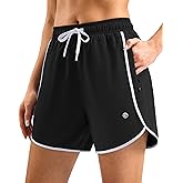G Gradual Women's 5" Swim Shorts Zipper Pockets Quick Dry Board Shorts Bathing Suit Bottom with Liner Running Athletic Shorts