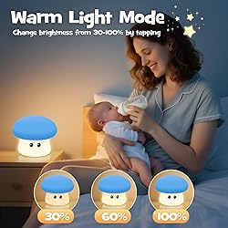 Squishy Big Eyes Mushroom Night Light with RGB Mode