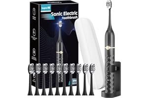Seapeoa Electric Toothbrush Set, Equipped with 10 Brush Heads and Travel case, IPX8 Waterproof, 2-Minute Timer, 42000 high-Frequency Vibrations, 5 Modes, The First Choice for Gift Giving