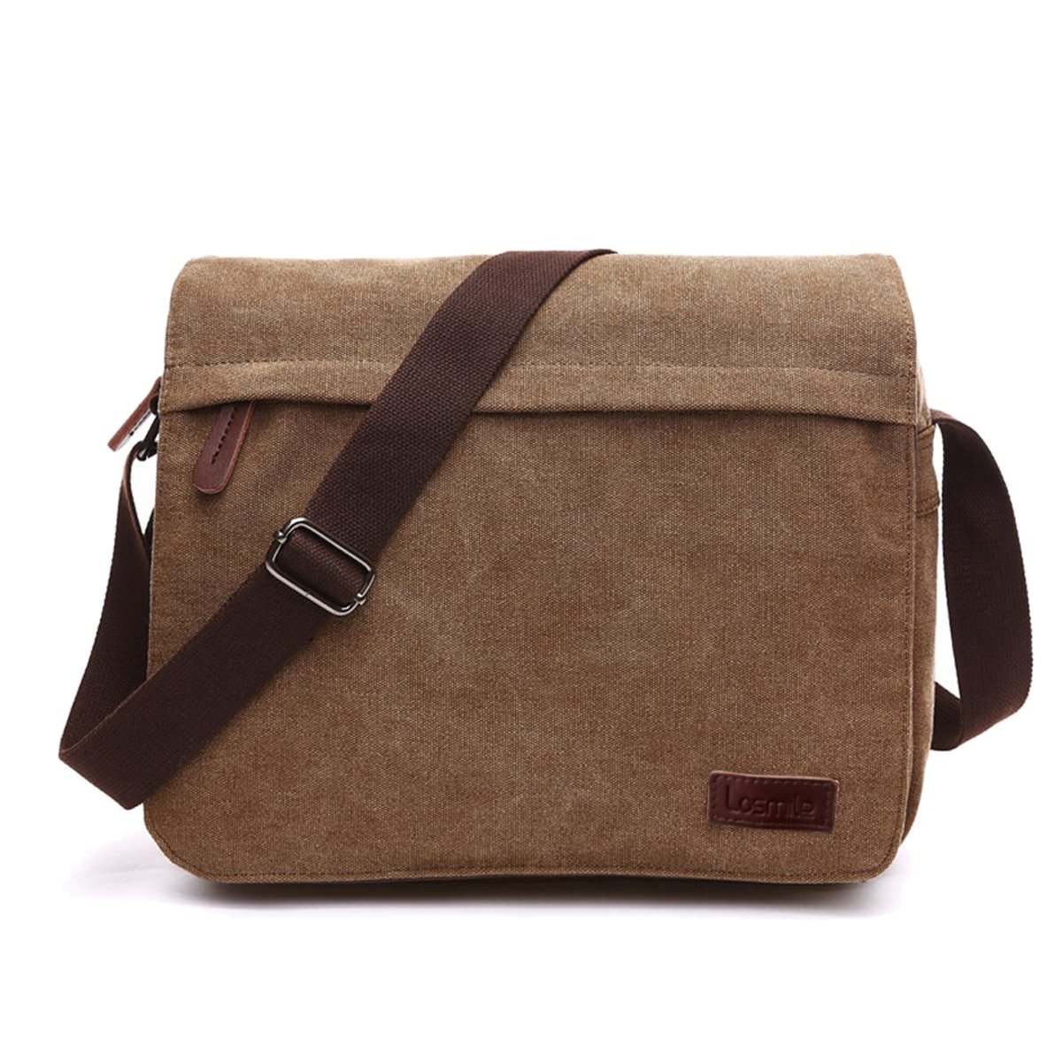 LOSMILE Men's Messenger Bag, Canvas Shoulder Bags, 13.3" Laptop Bags for Work and School,Cross-Body Bags.(COFFEE)