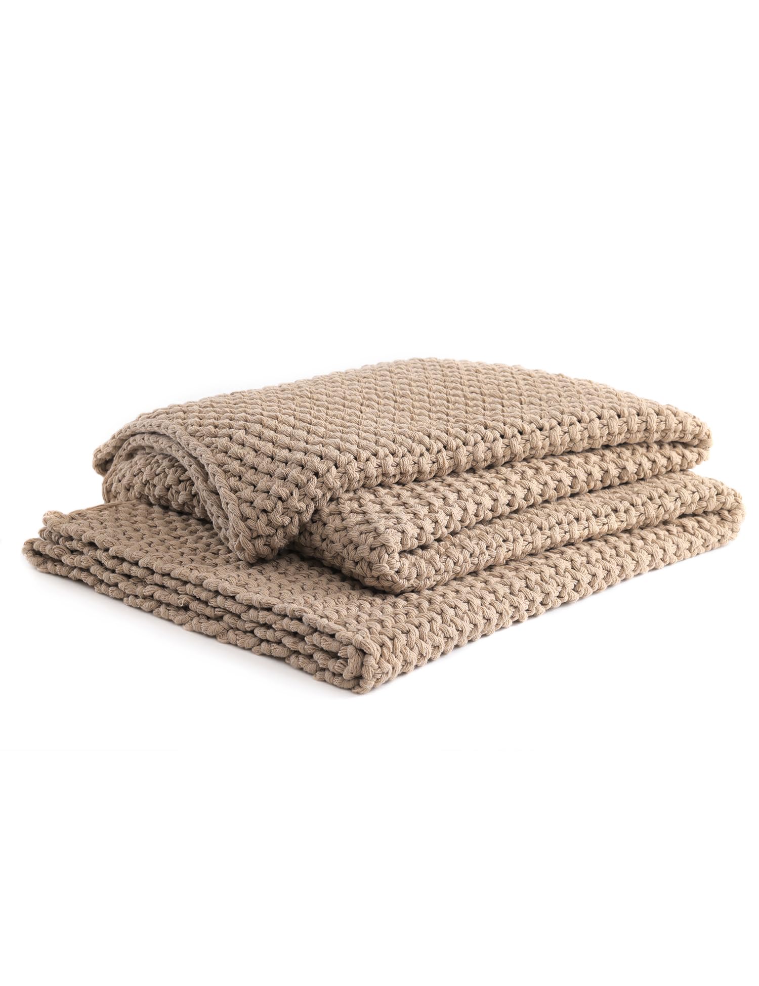 Photo 1 of YnM Chunky Cotton Knit Throw Blanket, Cable Knit Throws for Bed Couch Sofa, Comfy & Relaxing, Decorative Piece for Farmhouse Modern Boho Rustic Scandinavian Chic Vibe, Beige 60x80 Inches