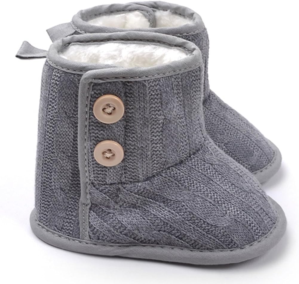 Baby Boy and Girl Winter Warm Boots Toddler Shoes Plush Gray 02years Old (11CM
