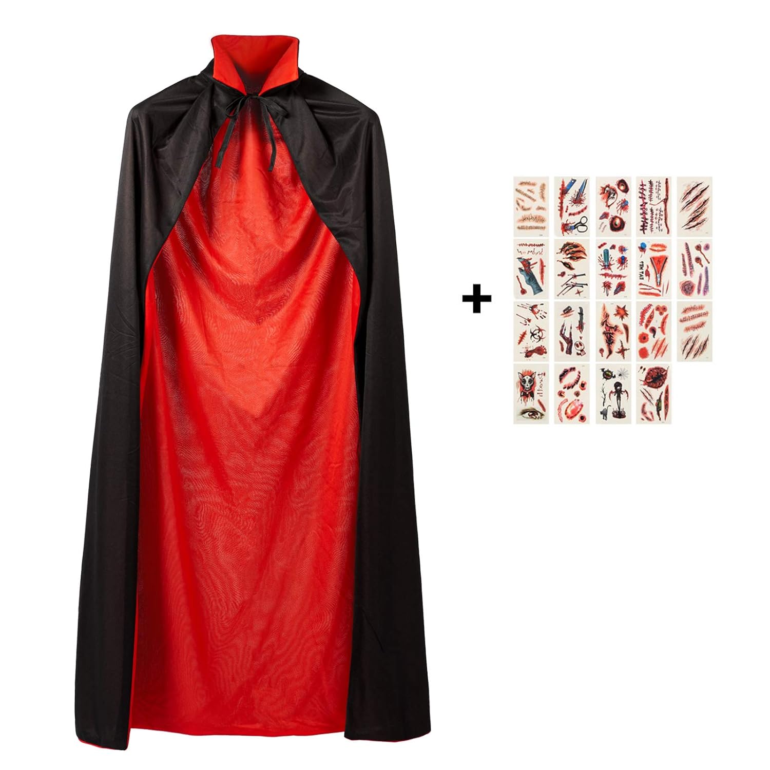 Meerveil Halloween Cape, Unisex Vampire Reversible Cloak with Standup