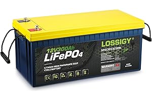 LOSSIGY 12V 300AH LiFePO4 Lithium Battery, Built in BMS with 10 Yrs Lifespan, Perfect for Solar System, RV, Marine