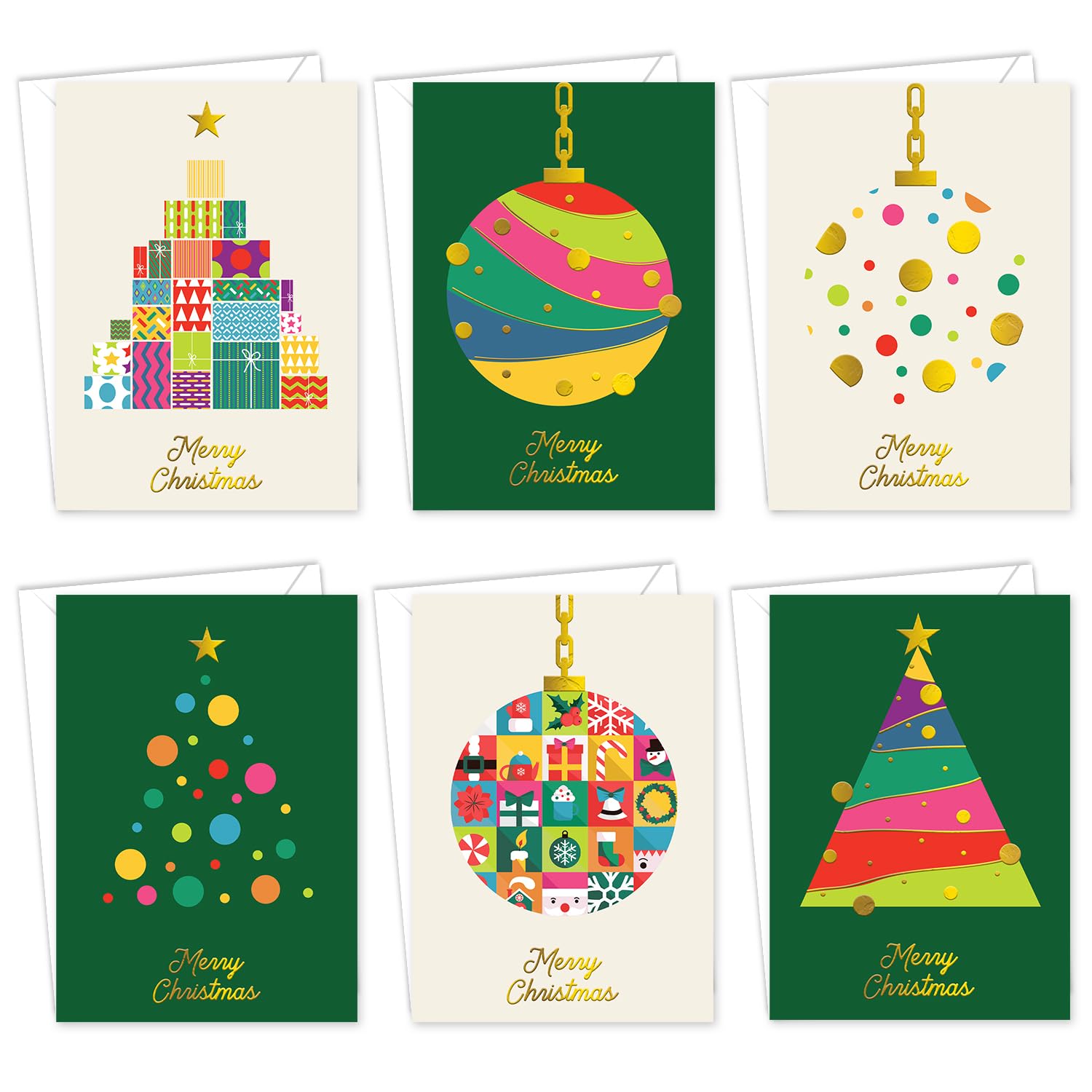 Christmas Cards Pack of 36 – Gold Foil Luxury Christmas Cards 2024 – Featuring 6 Stunning Designs (10 x 15cm) – Xmas Cards Multipack for Family & Friends - Made in the UK