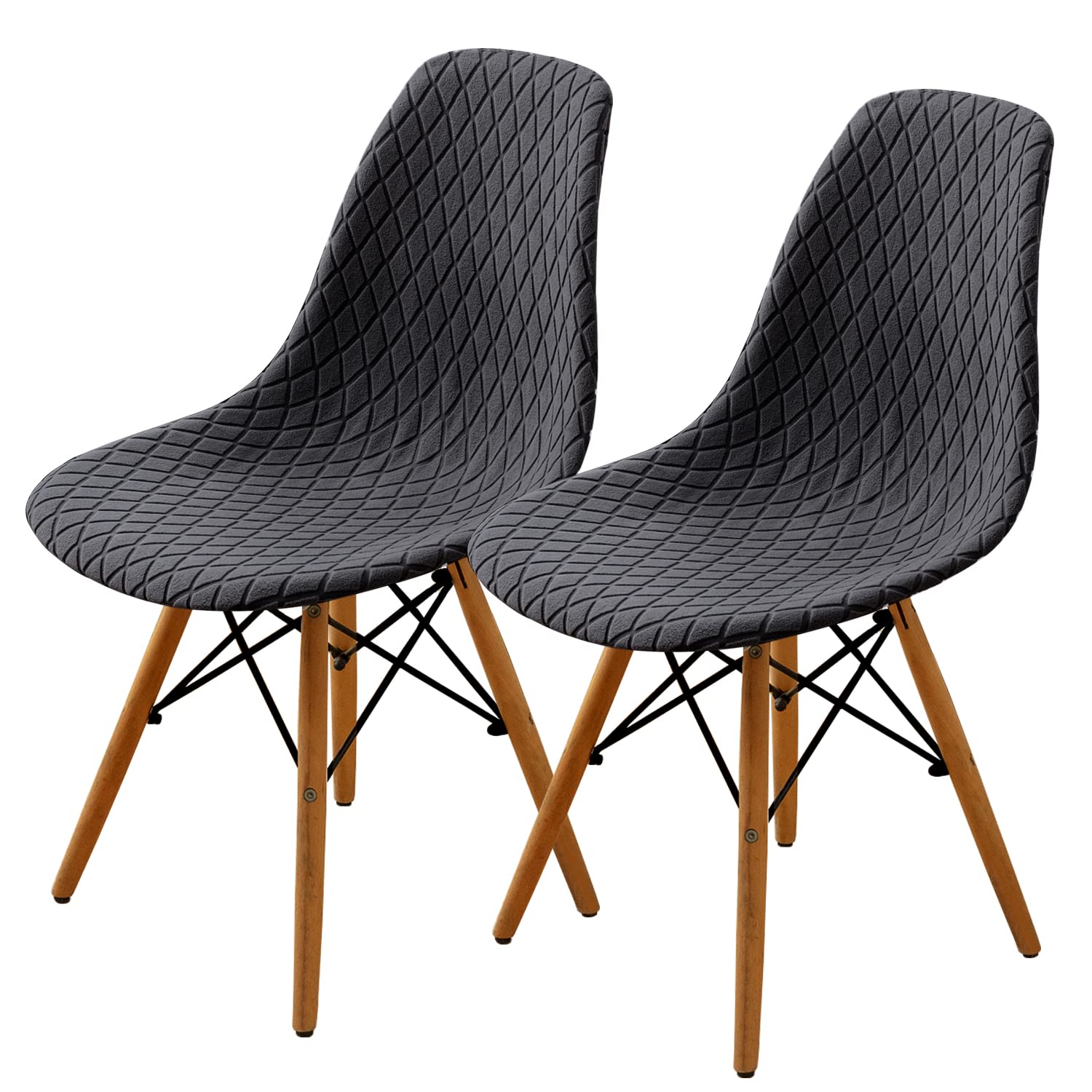 SHENGYIJING Dining Chairs Covers Set of 2/4/6, Style Shell Mid Century Modern Chair Sipcover, Upholstered Accent Side Chair Covers (Grey, 2 Pieces)