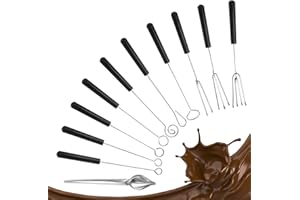 11 Pcs Chocolate Dipping Tool Set, Chocolate Fork Chocolate Cutlery Stainless Steel Candy Dipping Forks Spoons for Chocolate 