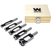 WEN DB051T 5-Piece Tenon and Deep Plug Cutter Drill Bit Set with Carrying Case