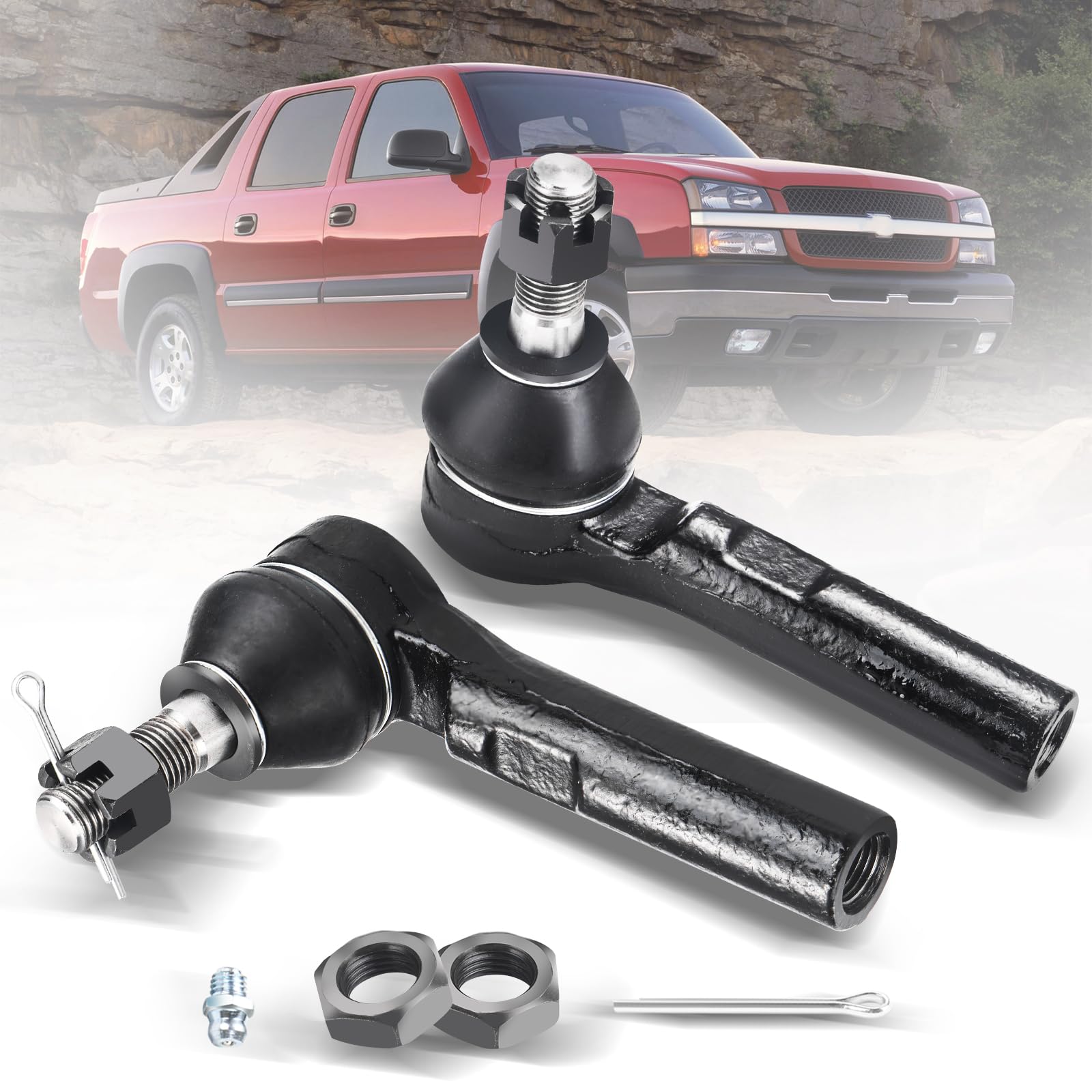 Photo 1 of 2pc ES3609 Front Outer Tie Rod End Compatible with Chevy 2002-2006 Avalanche Silverado Suburban Express 1500 2500 3500 4500,Compatible with GMC Yukon XL Sierra Savana 1500 2500 H2