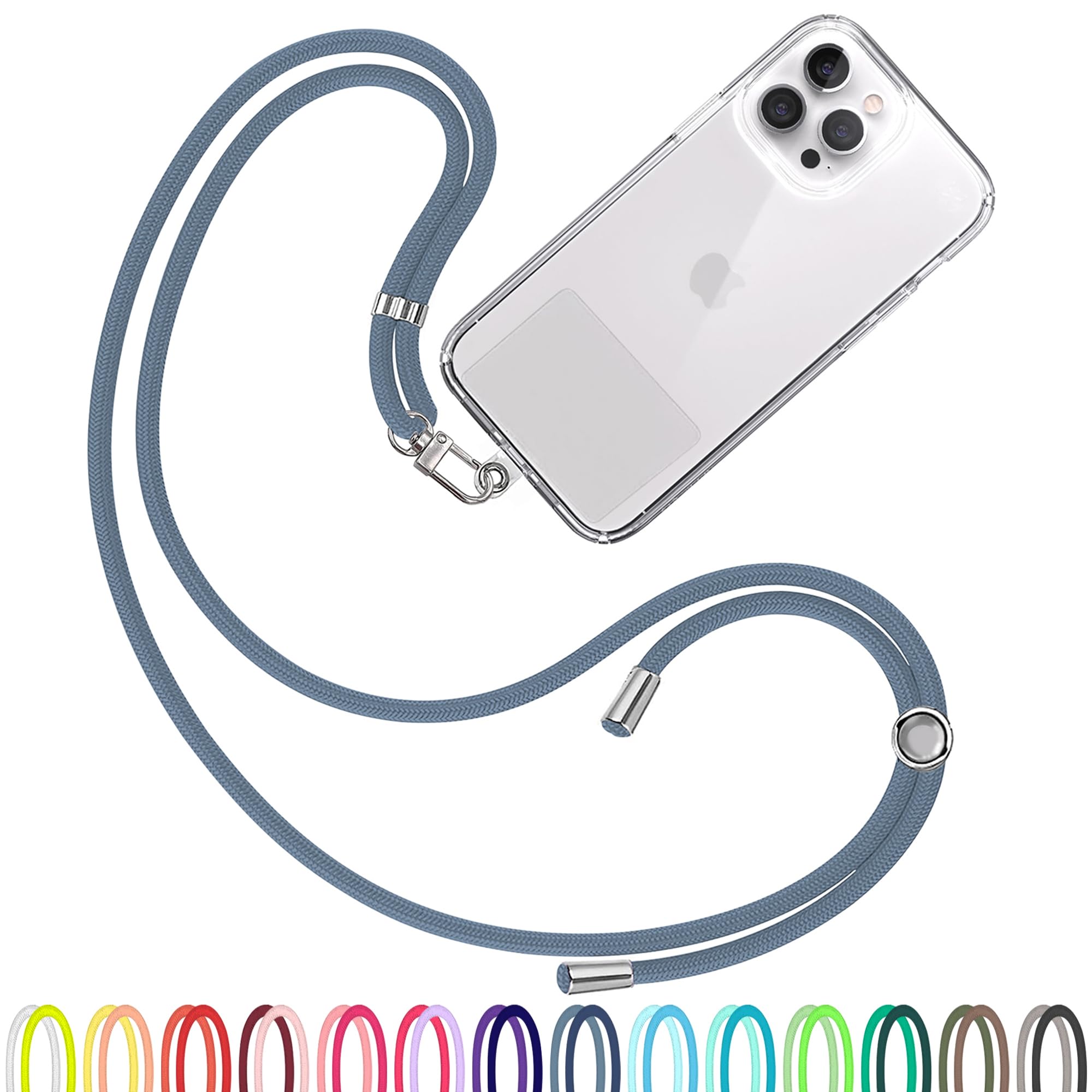 TBOC Cell Phone Lanyard [Blue] - Comfortable Universal Smartphone Lanyard - Easy to Use Neck Phone Holder [Clear Patch] - Adjustable Length Phone Strap Crossbody - Fits All Mobile Phones