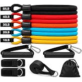 Manofexpica Resistance Bands with Handles, 150 LBS Stackable Heavy Duty Resistance Tubes, 11-Piece Home Gym Exercise Set with Door Anchor, Ankle Straps and Carry Bag for Full Body Workouts