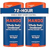 Mando Whole Body Deodorant For Men - Smooth Solid Stick - 72 Hour Odor Control - Aluminum Free, Baking Soda Free, Skin Safe - 2.6 ounce (Pack of 2) - Pro Sport
