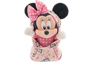 Disney Store Unisex-Children Babies Collection: Minnie Mouse Plush in Swaddle with Detailed Plush Features - Official Soft Toy - Stuffed Animals for Babies - Perfect for Fans & Kids