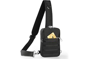 Small Sling Bag, Crossbody Bag with Zipper Lock, RFID and Molle System for Women Men Tactical Shoulder Purse for Travel Work 
