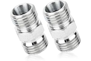 BOXOB 2pcs M14 to M14 Carbon Steel Fittings Adapters, Hydraulic Hose Pipe Thread Coupler for Mini Excavator Compatible with AGT, FF Industries and More