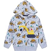 Akyzic Baby Boys Zip Up Hoodie Toddler Boys Jacket Cartoon Winter Long Sleeve Hooded Sweatshirt Tops Fall Coat Kids 2-7 Years