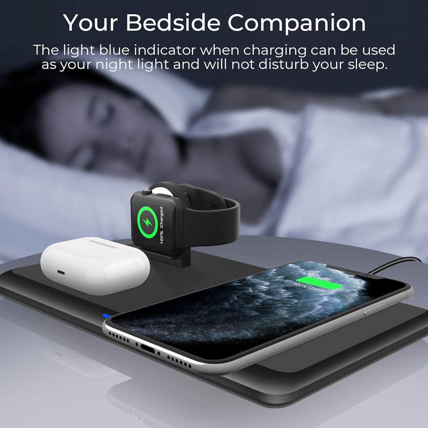 Wireless Charger,QI-EU 3 in 1 Wireless Charging Station for iPhone 11/11pro/Se/X/XS/XR/Xs Max/8/8 Plus Apple Watch AirPods 2/Pro, Wireless Charging Pad for Samsung Galaxy S20/S10