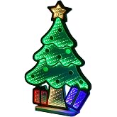 MEETYAMOR Christmas Decorations Indoor, Christmas Tree Infinity Mirror Tunnel Light - 3D Endless Extension LED Night Lamp, USB Powered Colorful Table Centerpiece for Bedroom, Living Room Home Decor