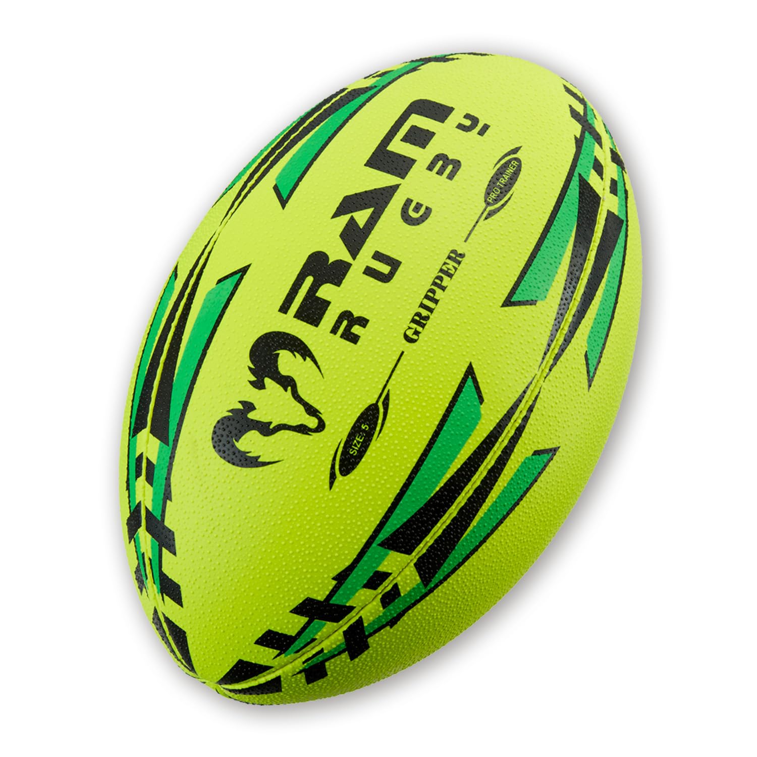 Ram Rugby Gripper 2.0 Pro Trainer Rugby Ball - Hand-stitched - 3-Ply Construction - Hi-tech Bladder - Precision Flight Valve - 3D Grip For Ultimate Passing And Catching Control (Sizes 5, 4 & 3)