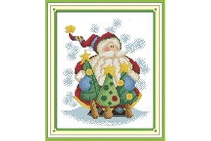 Cross Stitch Kits, Santa Claus Christmas Awesocrafts Easy Patterns Cross Stitching Embroidery Kit Supplies Christmas Gifts, Stamped or Counted (Santa Claus 3, Stamped)