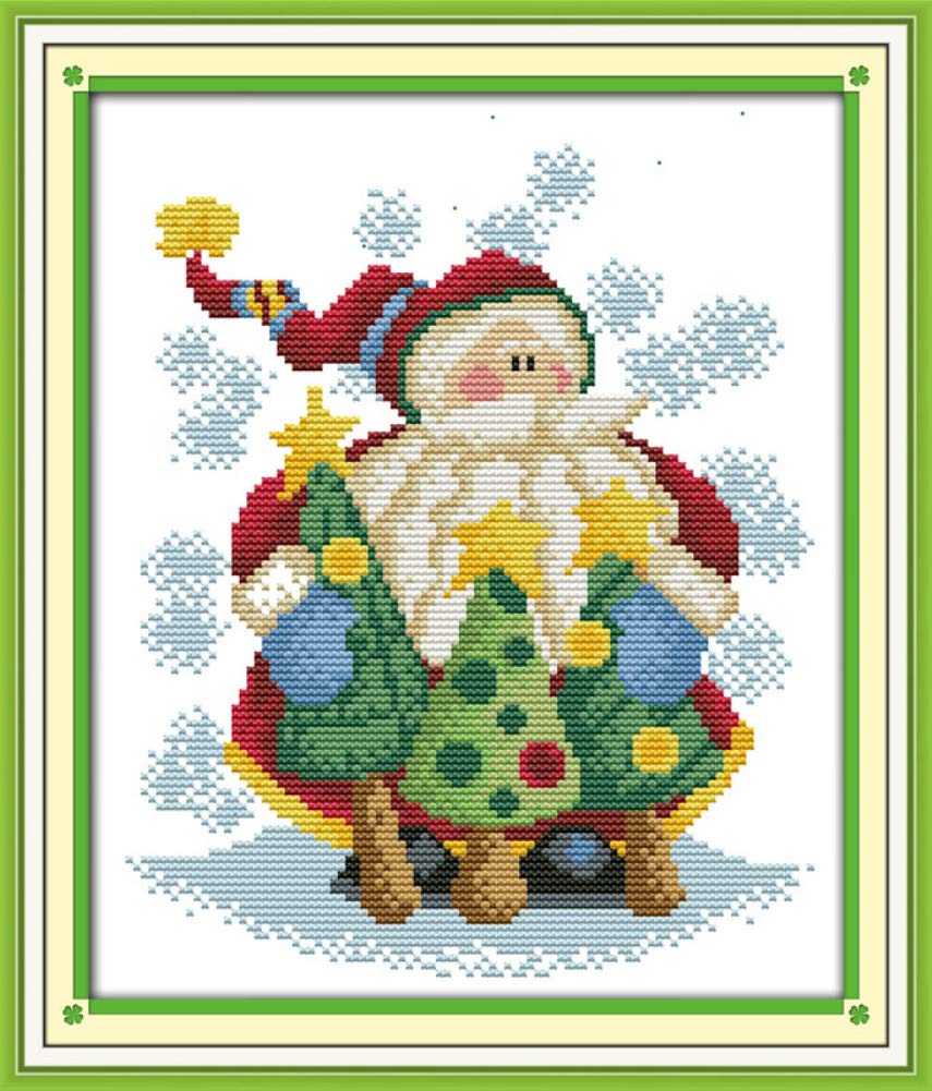 Cross Stitch Kits, Santa Claus Christmas Awesocrafts Easy Patterns Cross Stitching Embroidery Kit Supplies Christmas Gifts, Stamped (Santa Claus, Stamped)