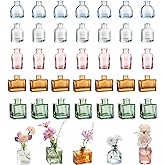 Small Glass Bud Vases for Centerpieces - Hewory 40pcs Colored Sturdy Cute Flower Vases Bulk, Mini Bottle Vase for Wedding Home Decor Birthday Party Events Mother's Day Bridal Shower Gifts Table Decor
