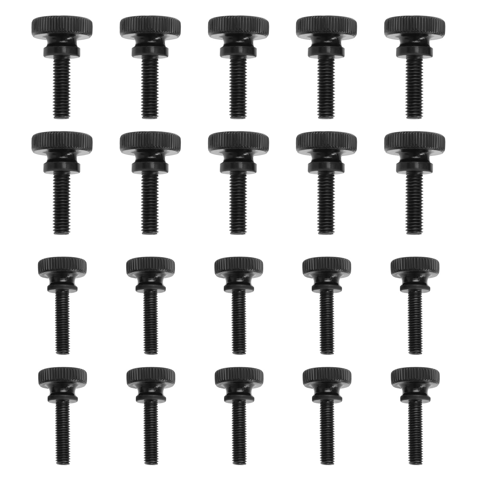 OTOTEC 20Pcs Knurled Thumb Screws M5x20mm/M6x20mm Thumb Screws Black Carbon Steel Knurled Screws for Mechanical Appliances Instrumentation Household Appliances